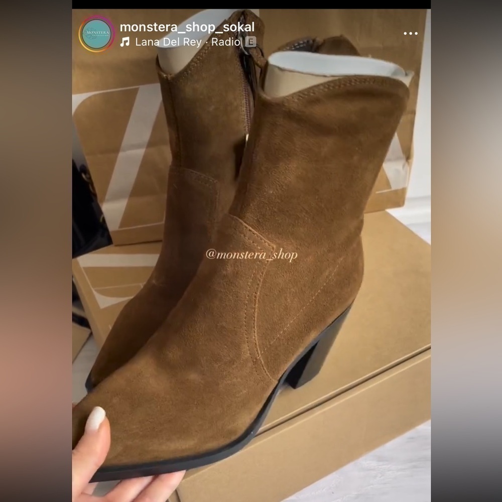 ZARA Cowboy Suede Ankle boots 3109/210 - Picture 10 of 14
